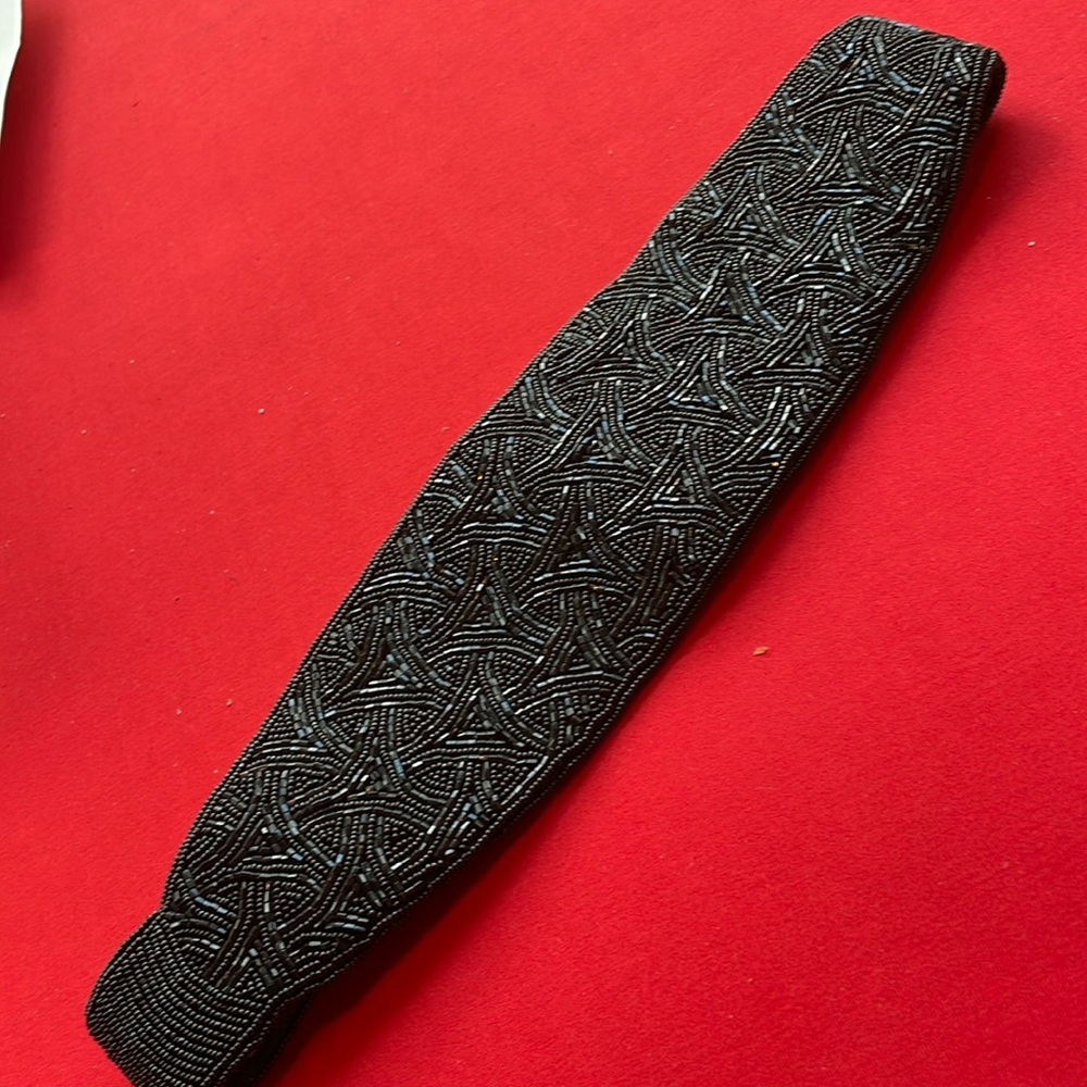 VINTAGE BLACK BEADED CUMMERBUND